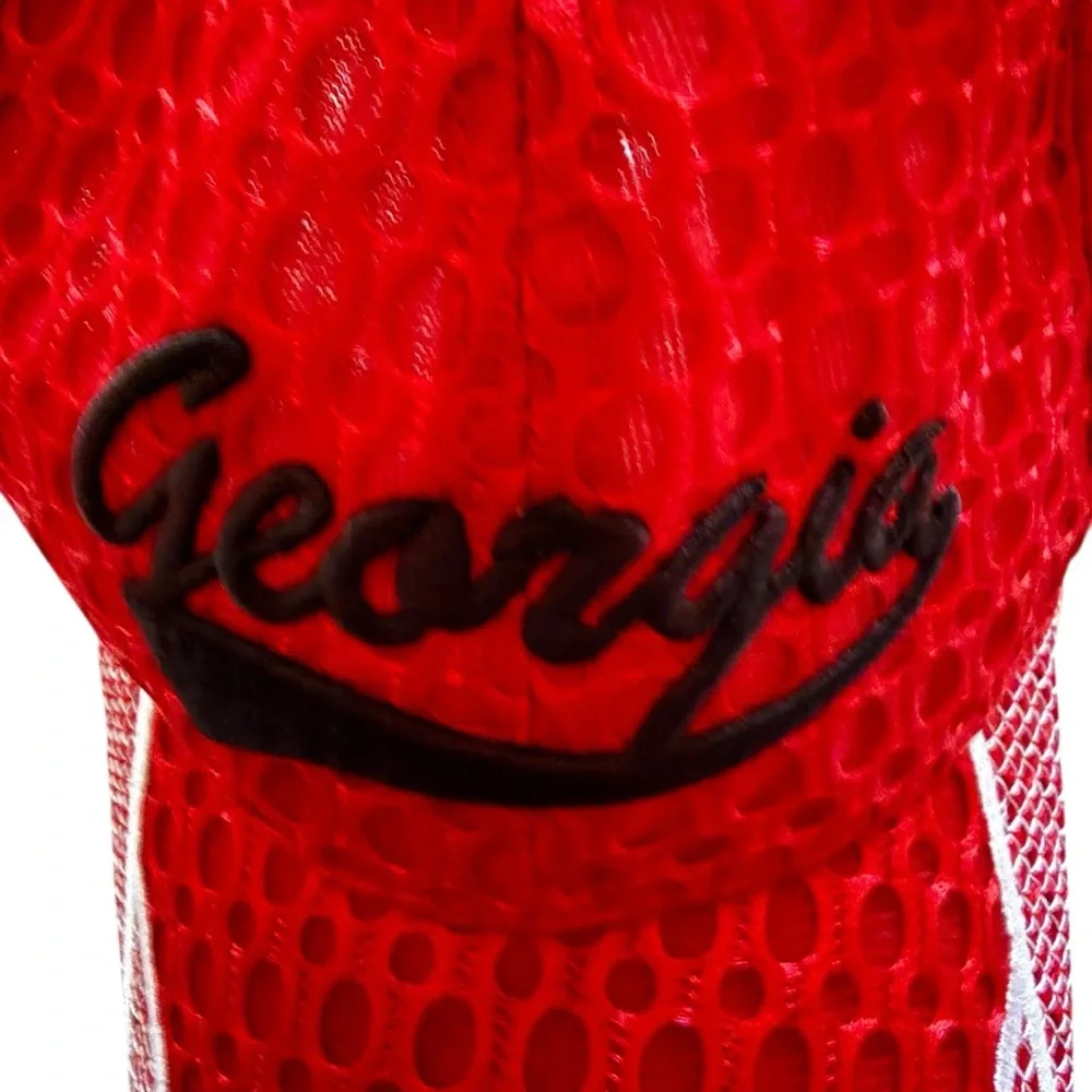 Georgia Red Mesh Baseball Cap with Black Script